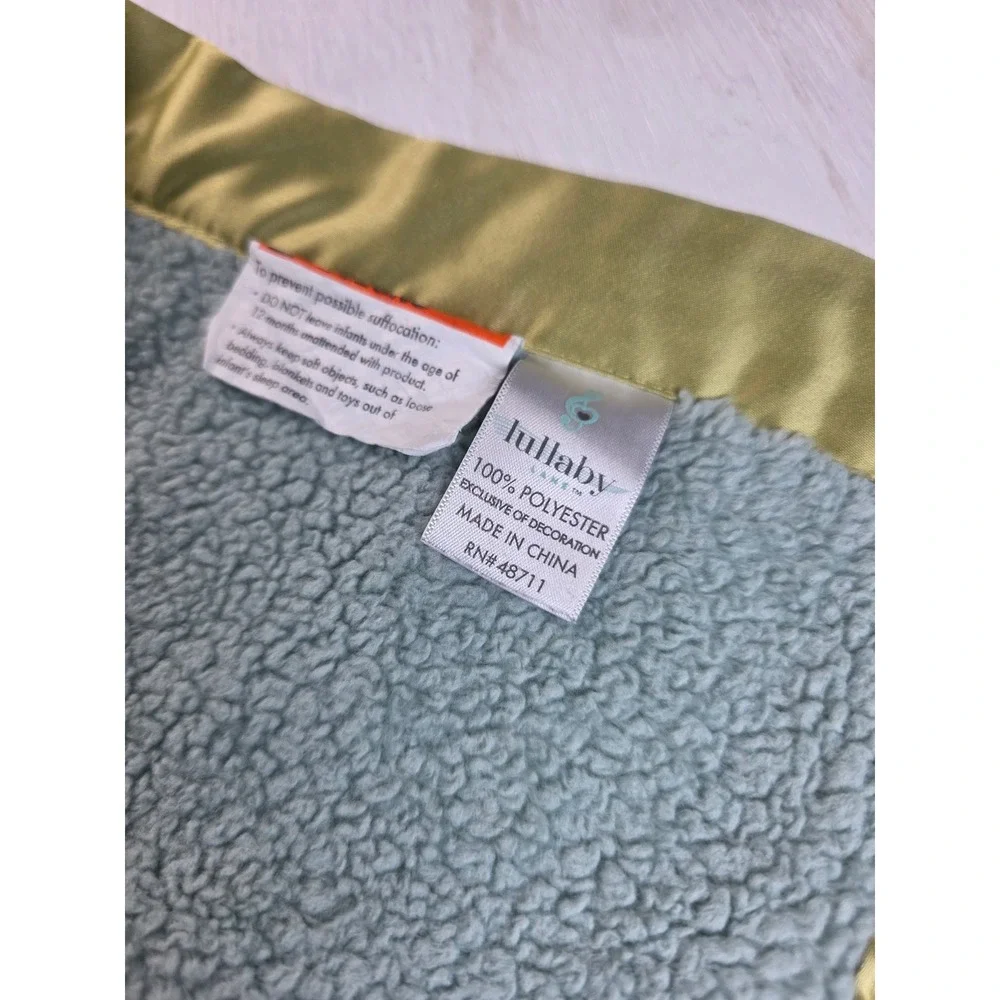 Lullaby Lane Rawr Means I Love You Dinosaur Baby Blanket Sage Green Satin Trim